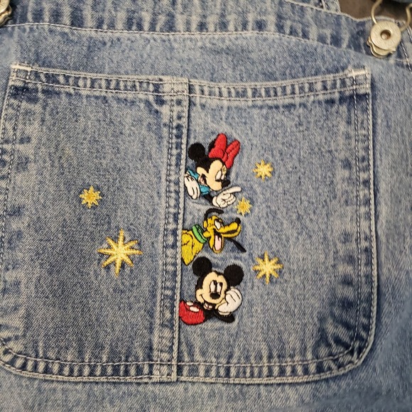 Mickey Unlimited Denim - VTG Mickey Unlimited Overalls Womens Size Large Embroidered Cotton Minnie Pluto